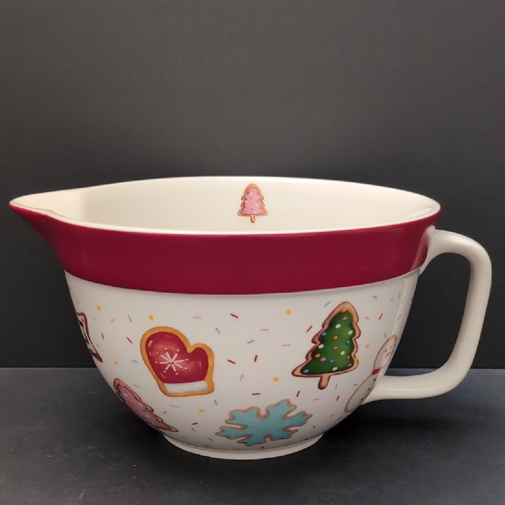 The Bake Shop Large Festive Holiday Ceramic Mixing Bowl,By Masterclass.